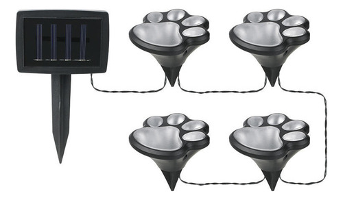 4 Luces Solares Con Estampado De Patas De Perro-