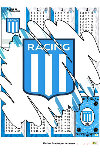 Kit Imprimible Tabla De Multiplicar Racing Club Mod2