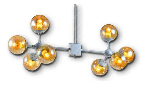 Colgante Led Cristal Ambar Bolas Esferas Diseño Moderno E27