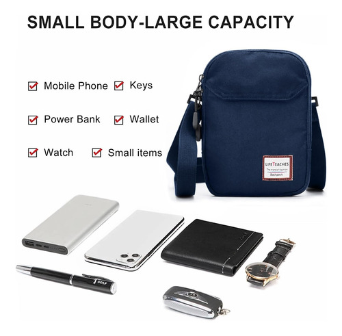 Mini Bolso Cruzado Azul Bolso De Hombro Pequeño Para Hombres