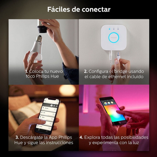 Imagen 8 de 10 de Philips Hue. Hue Bridge + 4 Focos A19 9.5w White & Color