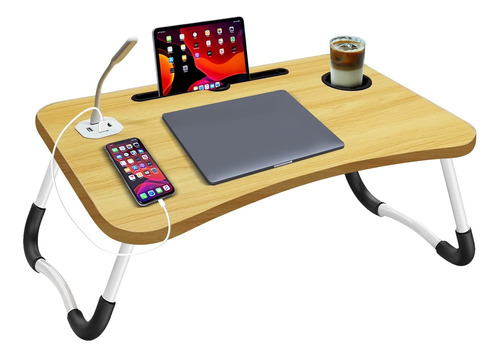 Mesa Plegable Portátil Para Laptop Con 4 Puertos Usb / Cama