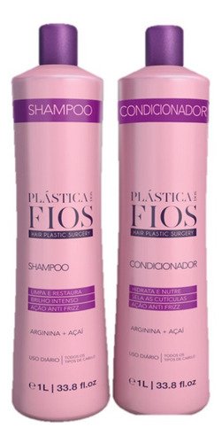 5 Kits Plástica Dos Fios Shampoo 1 Lt + Condicionador 1 Lt