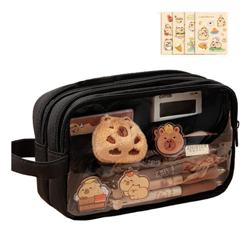 Bolsa Canetas Transparente Pufferfish Organizador Secretária