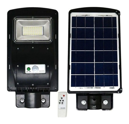 Luminária Solar Poste 50w Luz Branca 4500lm C/ Controle Ip65 Cor Preto 110v/220v