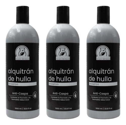  Shampoo Alquitrán De Hulla 3 Piezas (1 Litro C/u)
