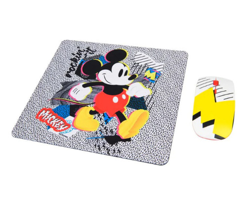 Kit Mouse Óptico Inalámbrico + Mousepad Personajes Disney 