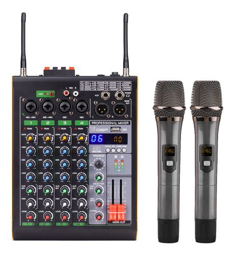 Mezclador De Audio Profesional De 4 Canales Con Bt