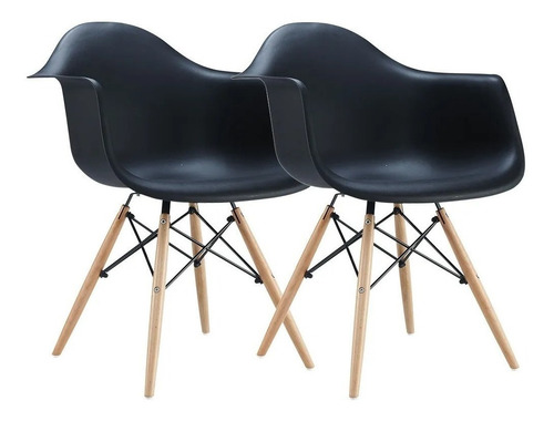 Silla de comedor Para Tu Casa Sillón Eames, estructura color negro, 2 unidades