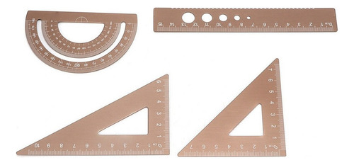 Para Juego De Geometría De Metal 4 Piezas Regla Escala