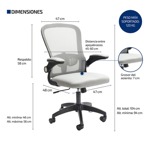 Silla De Escritorio Y Oficina Ergonomica Pc Giratoria Femmto Color Gris