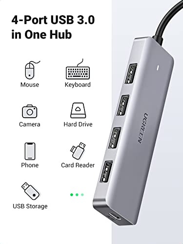Hub Ugreen Usb C De 4 Puertos, Hub Usb C A Usb Con 4 Usb 3.0