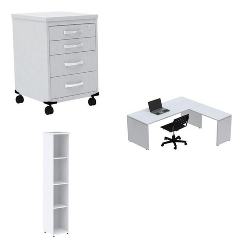 Conjunto Escritório Home Office Branco Hewt