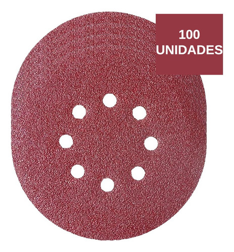 Kit 100 Disco de Lixa Velcro 8 Furos Vermelho 125mm 60/100/120/150/180 Starfer