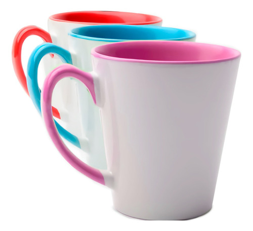 Taza Cónica Sublimación Con Interior De Color | 6 Piezas