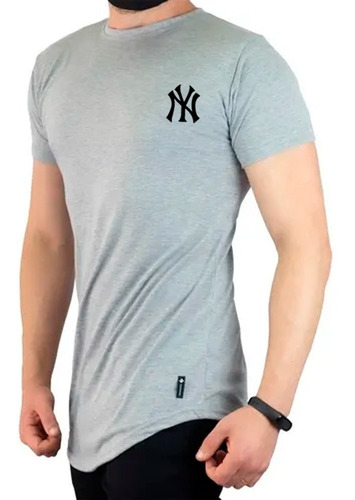Camiseta Long Line Ny New York 100% Algodão