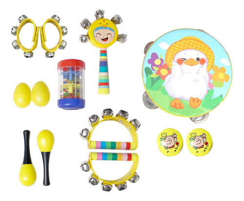 Instrumento De Percusión De 13 Uds., Juguete De Amarillo