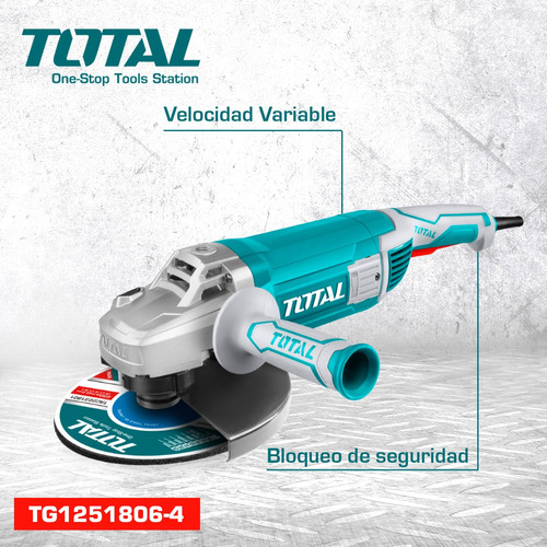 Imagen 3 de 7 de Amoladora angular 2400w Total Para Disco 180mm