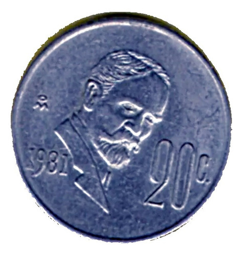 Moneda Veinte Centavos Francisco I Madero Niquel  1981    Z