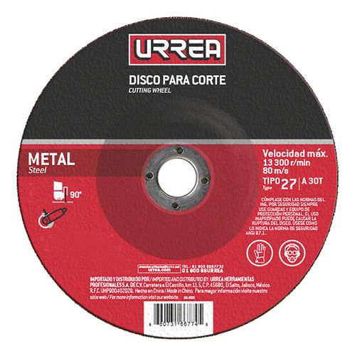 Disco Abrasivo Tipo 27 Para Metal 9 X 1/8 Urrea