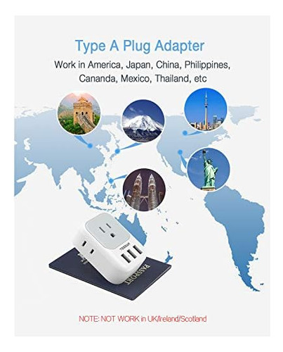Us To Japan Plug Adapter, 2 Prong To 3 Prong Outlet Ada...