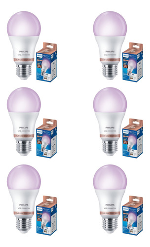 Pack 6 Philips Smart Wi-fi Inteligente E27 Multicolores Wiz