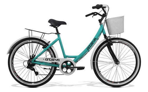 Bicicleta Feminina Gts Aro 26 Câmbio Gts 7v Ks Retrô Cl Cor Verde-água Tamanho Do Quadro Único