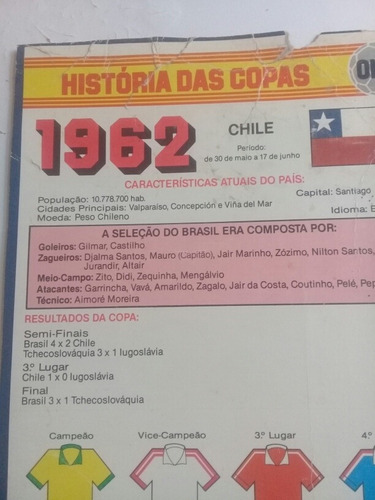 Imagem 3 de 4 de Cards Omo História Das Copas 1962 Tamanho Grande Raridade
