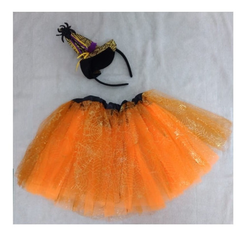Set Disfraz Bruja Naranja Para Niña. Halloween Chirimbolos
