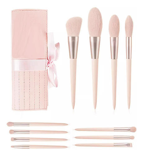 Beauyork kit 11 brochas maquillaje con estuche color rosa