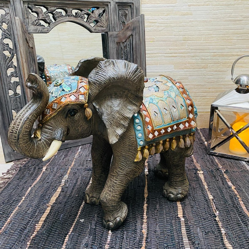 Estatua Elefante Replica Manto Con Fantasias 100% Artesanal