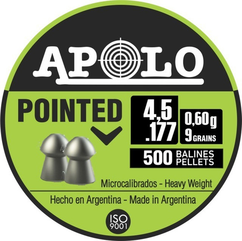 Balines Apolo Pointed Cal 4,5 Mm Lata X 500 U 9 Grains 0.6 G