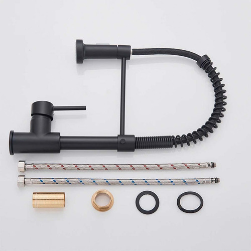 Imagen 7 de 9 de Llave Grifería Lavaplatos Cuello Cisne Flexible Negro