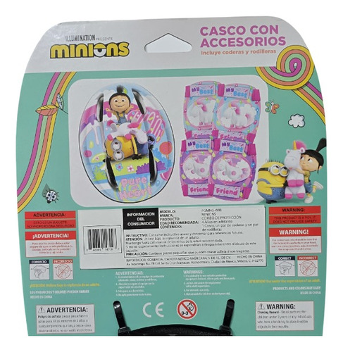 Kit De Casco Rodilleras Y Coderas Minions Agnes Unicornio