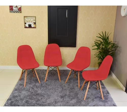 Conjunto de Mesa Dobrável Retrátil 120 x 75 Preta + 4 Cadeiras Botonê  Vermelho