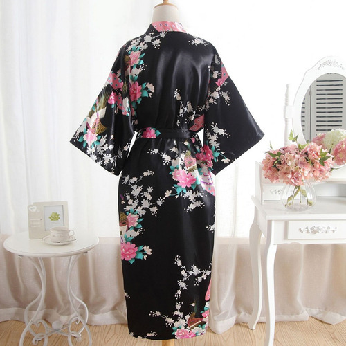 Roupão Feminino Com Estampa De Quimono, Camisola De Banho