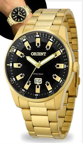 Relógio Masculino Orient Quartz MGSS1218-P1KX Dourado Fundo Preto 100m