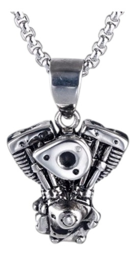 Collar Colgante Motor Motocicleta Retro Hombre Rock Hip Hop Plateado