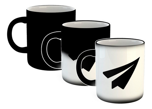 Taza Magica Avion Plane Papel Vector Negro