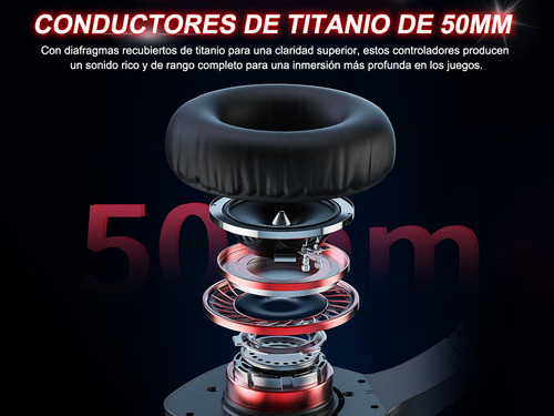 Auriculares Gamer Inalámbricos Binnune Bw01 Color Negro/rojo