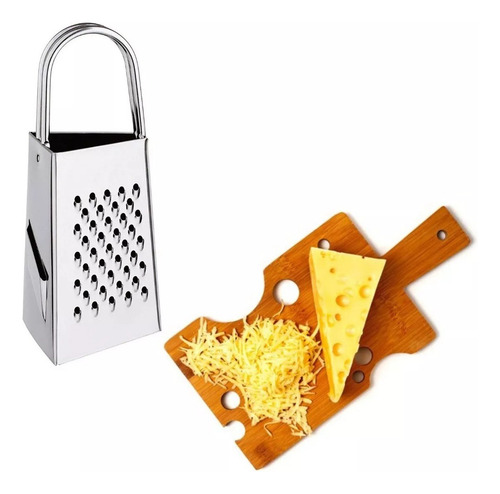 Mini Ralador 3 Faces Inox Alça Dupla P/ Queijos E Legumes