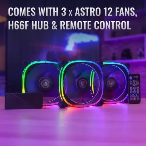 Kit 3 Ventiladores Argb Aerocool Astro 12 Pro 120mm +control