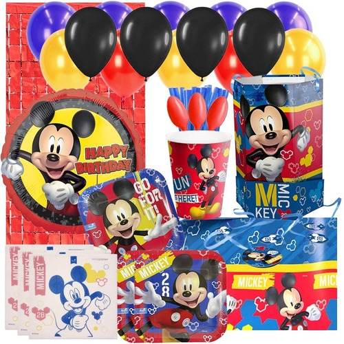 Set Decoración Fiesta + Globos + Piñata Mickey Mouse Fun