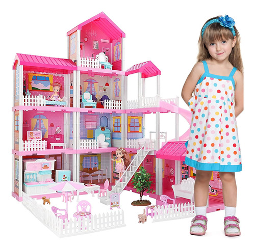 Axidun Casa De Muñecas, Casita De Juguete Para Niñas, 4