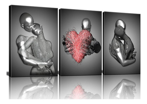 Enmarcado 3 Piezas Amor Corazón 3d Arte De Pared Escultura D