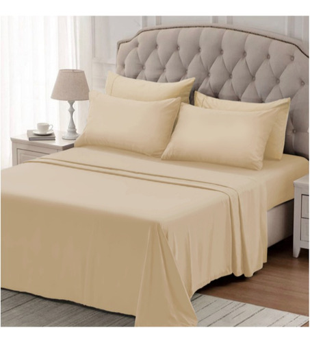 Sábanas Hoteleras Buenas Twin Size 600 H Plazas 1 1/2 Onix Beigh Liso