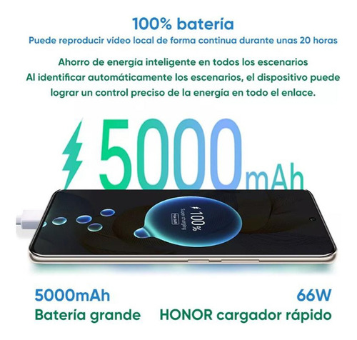 Smartphone Honor 90 5g Dual Sim Teléfono 256gb 8gb Ram Celular 5000 Mah 6.7 Pulgadas Cyan
