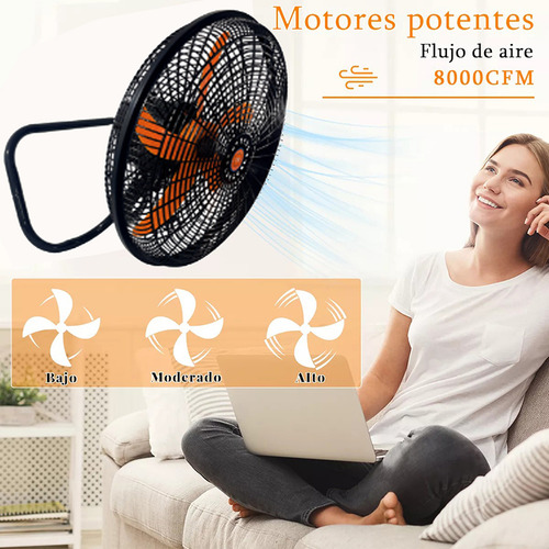 Waroom 3 Velocidades Altura Ajustable Ventilador 3 En 1 18 Pulgadas Pedestal 5 Aspas Naranja