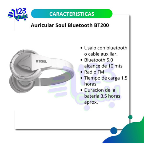 Imagen 2 de 8 de Auriculares Celular Bluetooth Inalambrico Soul Manos Libres