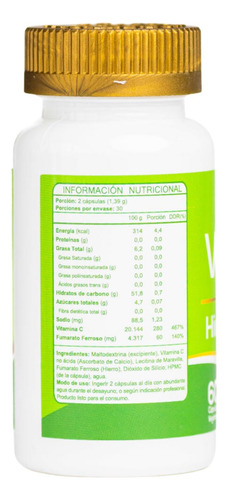 Hierro Complex Con Vitamina C Vegan 60 Capsulas Fnl